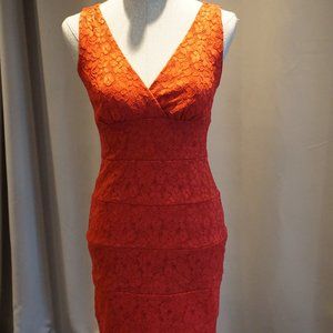 Lacy Red Form Fitting Dress Size 8 Enfocus Studios